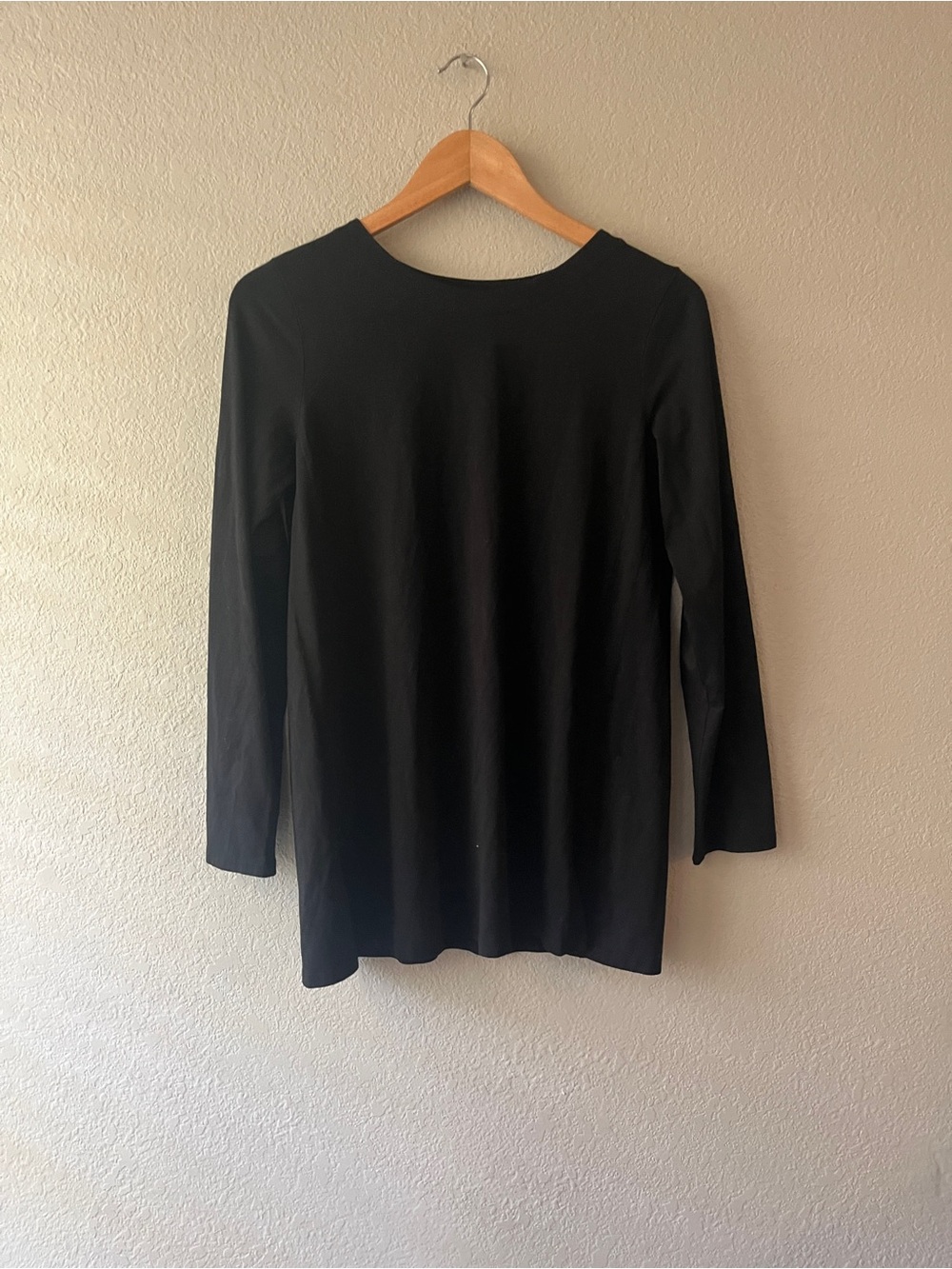 J. Jill Luxe Supima Cotton Tunic Black Long Sleeve Top Small